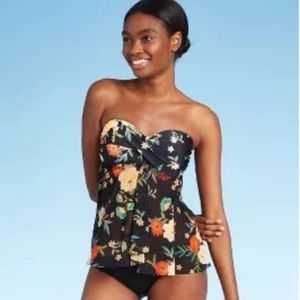 Floral bandeau tankini top XL